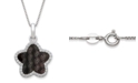 Macy's Black Mother of Pearl 13mm and Cubic Zirconia Star Shaped Pendant with 18" Chain in Sterling Silver